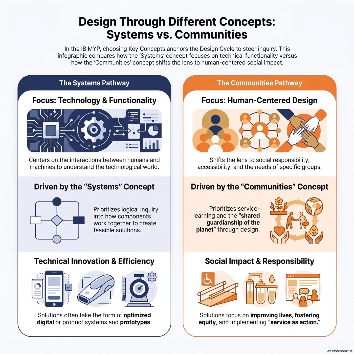 Comparison of a Design unit centered on Systems versus one centered on Communities